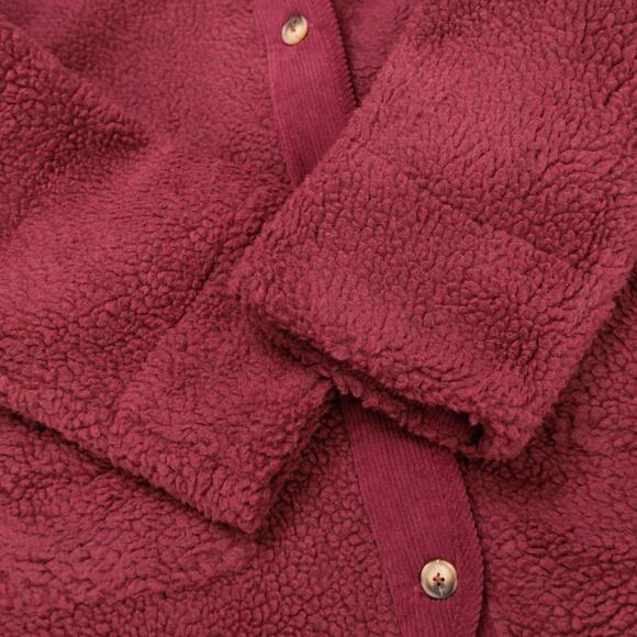 PrettyGarden Burgundy Red Sherpa Corduroy Jacket Womens Size M NWOT - Picture 8 of 13